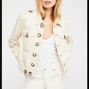 Free People Cream Button-Down Jacket